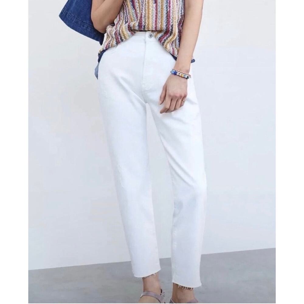 Pilcro Sz 30 Borrowed Boyfriend Jeans Ivory Distressed Summer Coastal Spring